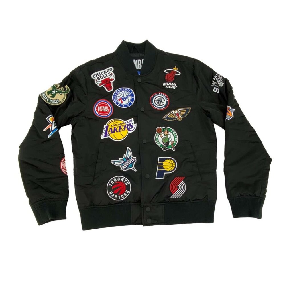 NBA | Men's Multi-Team Logo Bomber Jacket | Raptors | Black | Various Sizes *NEW